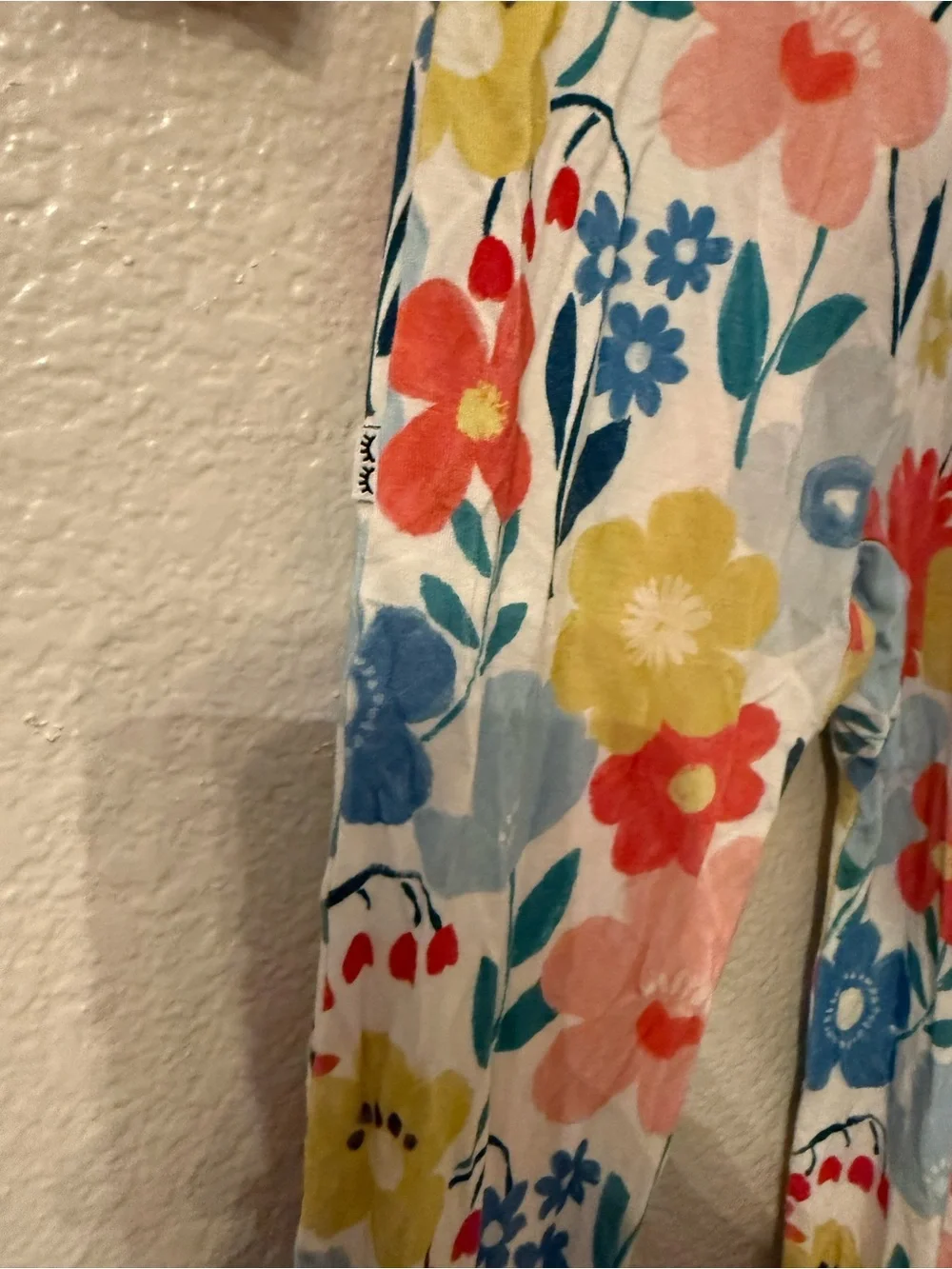 Little Sleepies White Floral One-Piece Pajama with Pink Trim